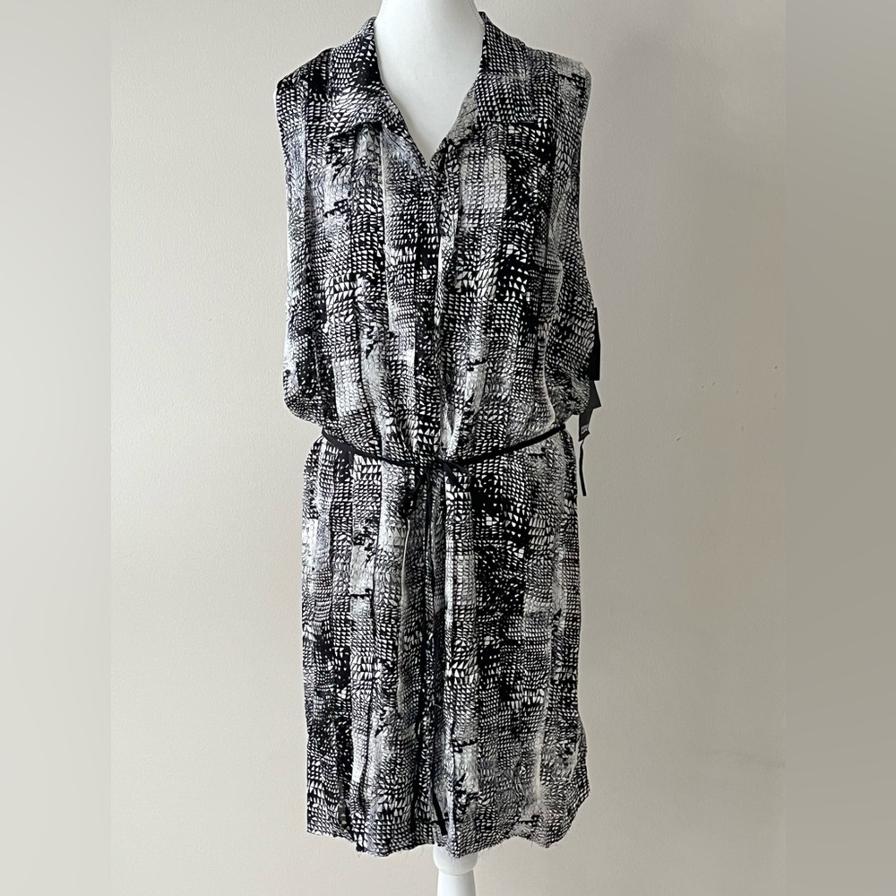 Edun NWT Black & White Belted Shirt Dress